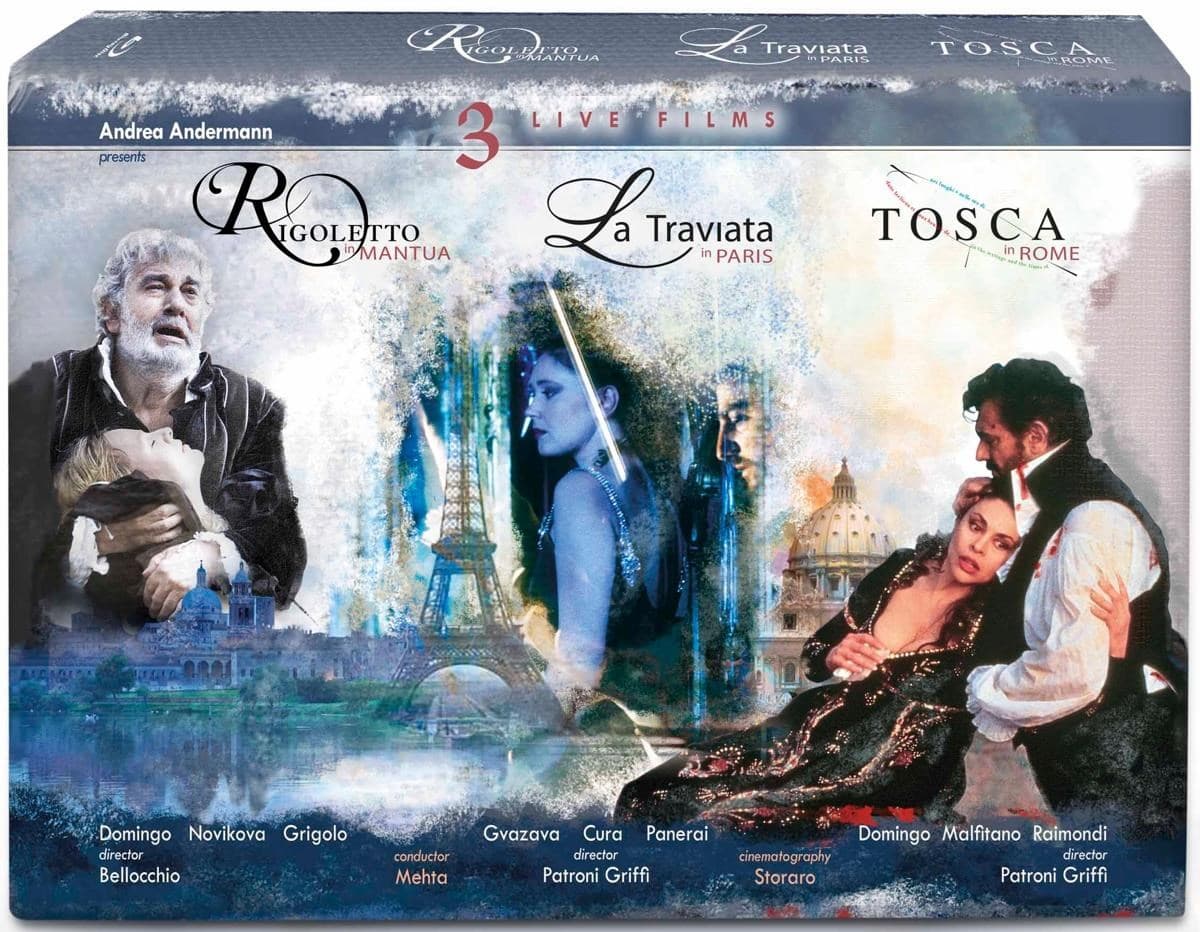Plácido Domingo, Malfitano - Raimondi - Gvazava - Cura -P - Tosca In Roma - La Traviata In Paris - Rigoletto I (3 Blu-ray)