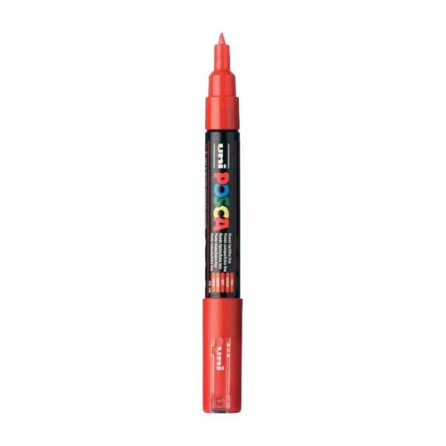 Uni Posca Verfmarker 1MC Rood - Conische punt - 1 mm