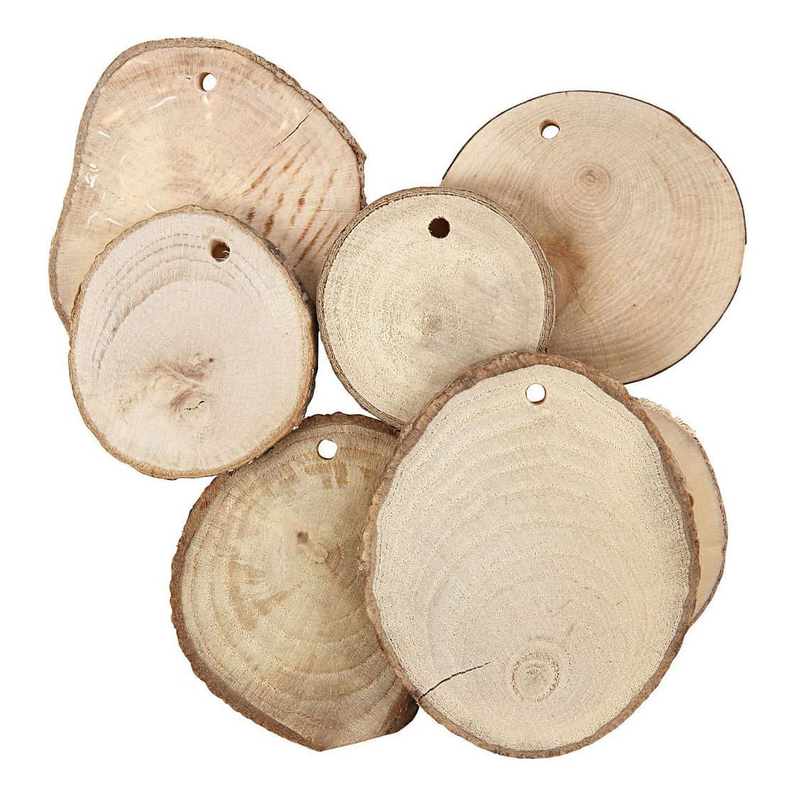 Holzscheiben - Sortiment, D: 4-7 Cm, St?rke: 5 Mm, 25 Stck.