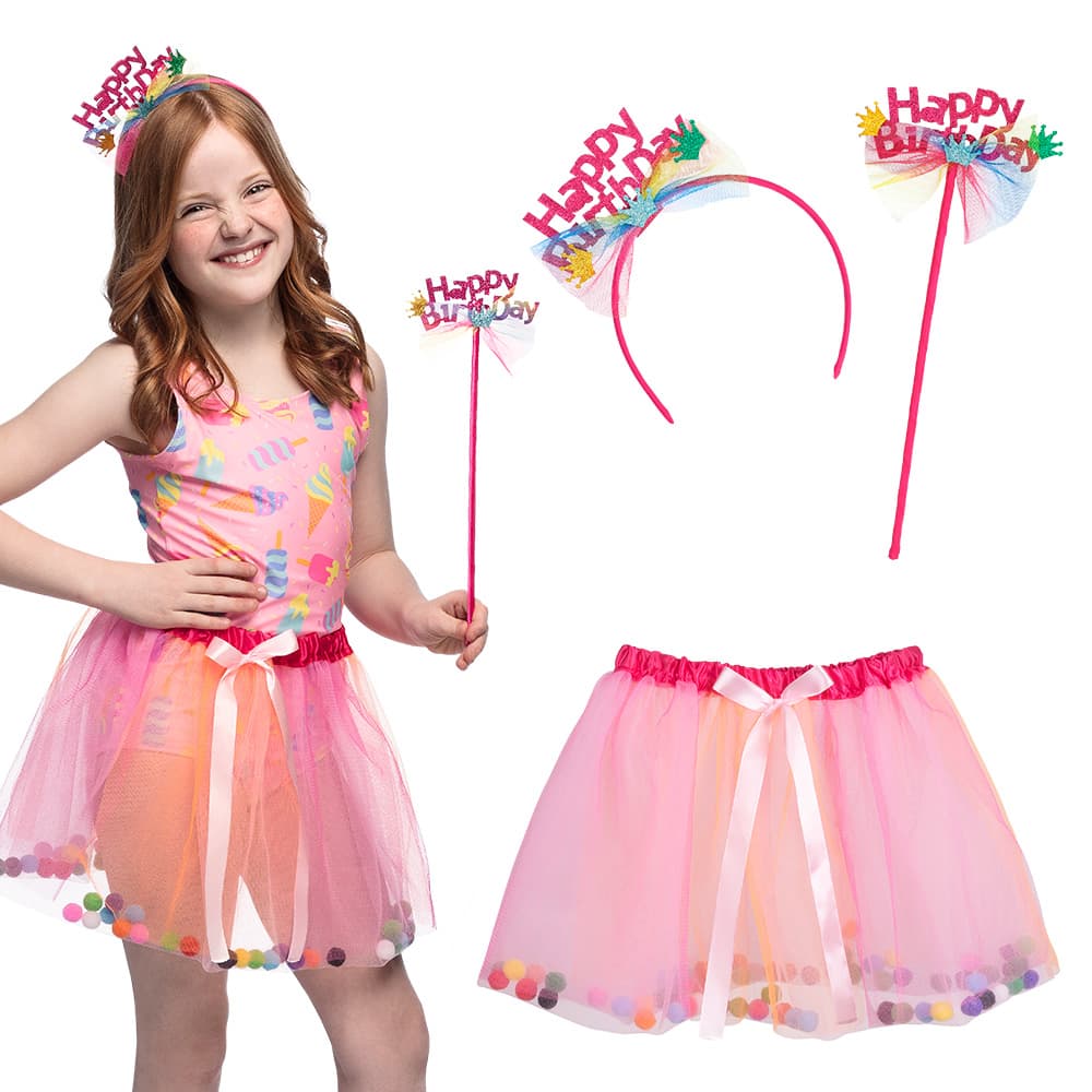 Verkleedset Fee Roze Happy Birthday