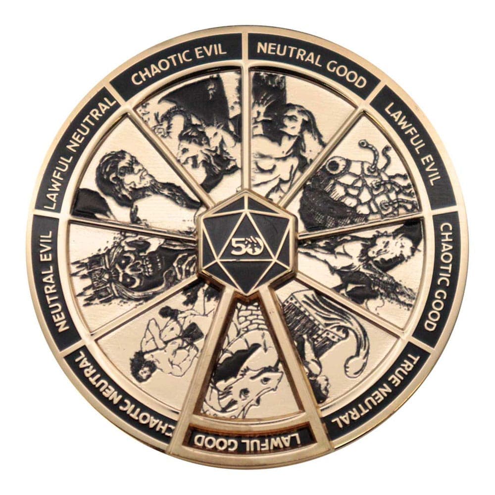 Dungeons & Dragons 24k Gold Plated Alignment Spinner Pin Badge
