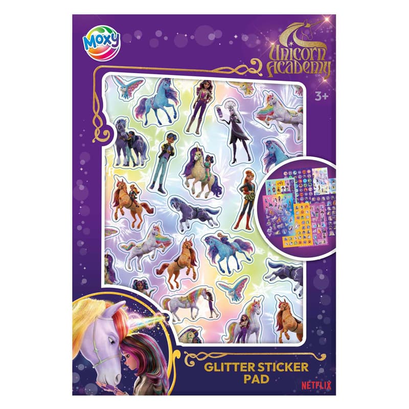 Unicorn Academy Glitter Stickerboek A5 - 8 Vellen