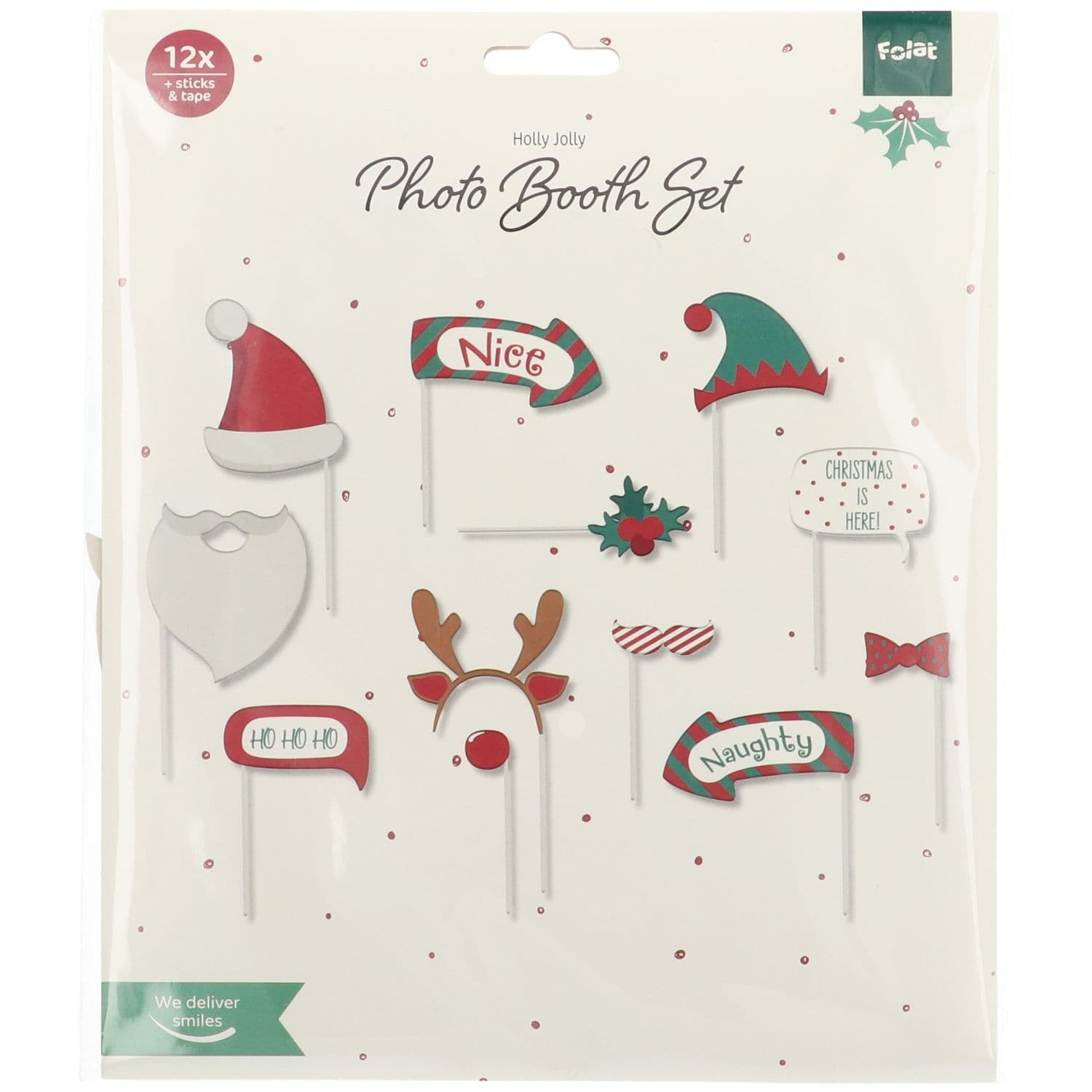 Photobooth Accessoires - Holly Jolly - 12 stuks